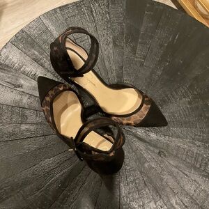 Jessica Simpson lace up pointed toe stiletto heel in leopard print mesh size 8